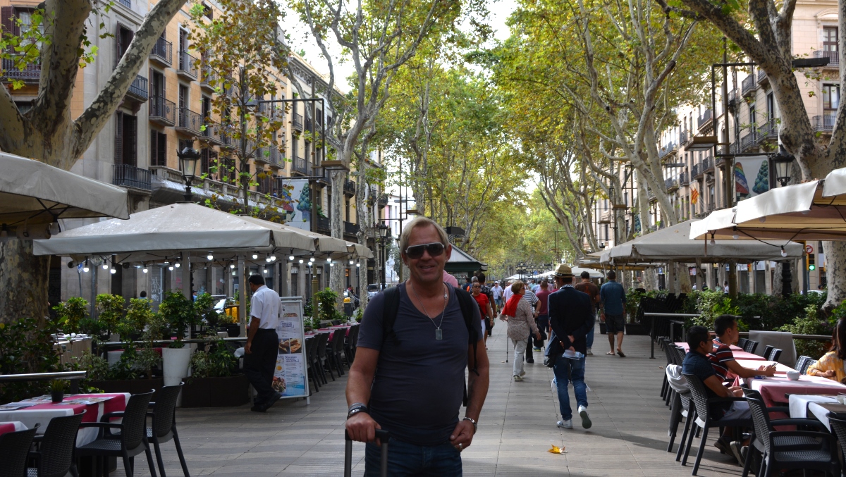 Peter på La Rambla i Barcelona