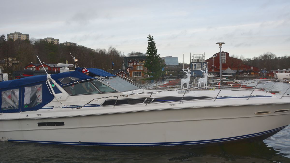 Båt med julgran