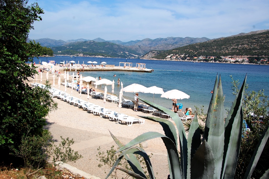 Utsikt över Valamar beach, camping i Dubrovnik