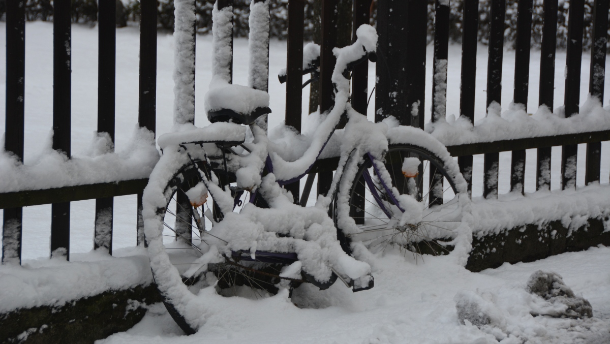 Snöig cykel