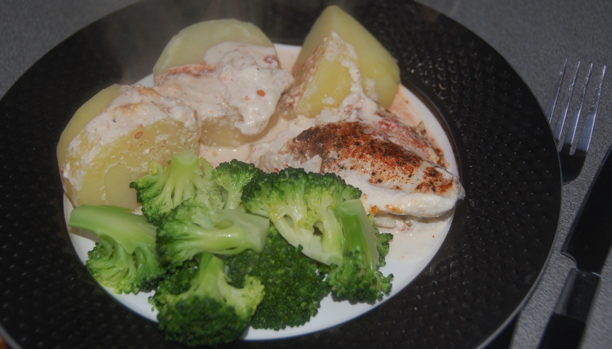 Fiskgratäng med sambal oelek