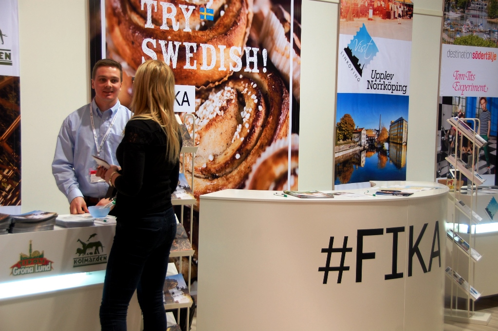 Visit Sweden var förstås på plats med hashtagen "fika" - här åt vi kanelbullar när vi blev hungriga!