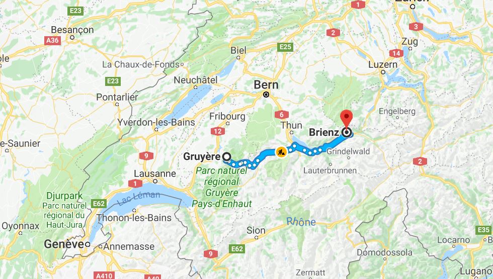 Väg till Brienz, Interlaken i Schweiz
