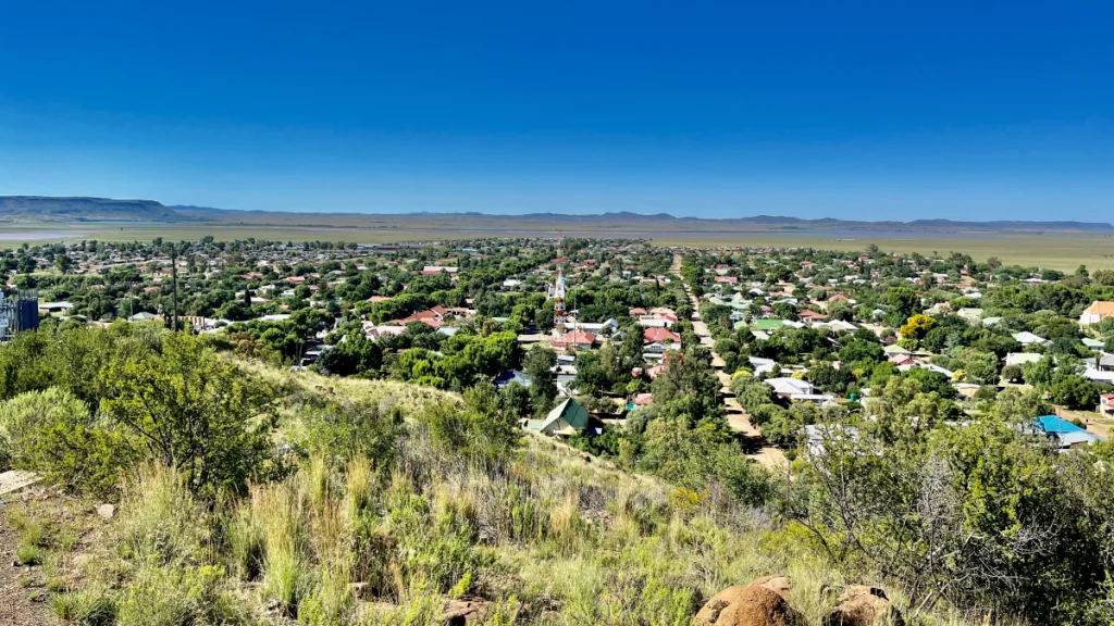 Bethulie i Sydafrika, med minensmärken från Boerkriget