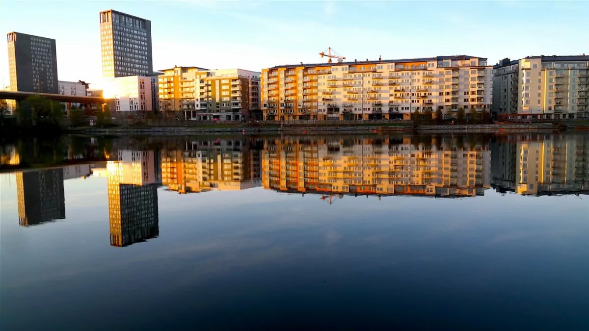 Utsikt över Hornsbergs strand kl. 05:30 på morgonen