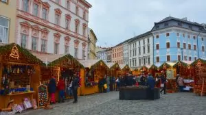 Julmarknad i Olomouc i Tjeckien